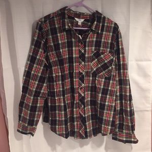 Time And Tru Long Sleeve Plaid Shirt Sz XL